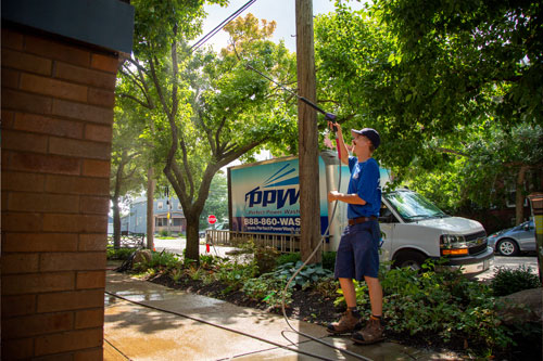 Power Washing a Building