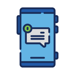 Icon of smart phone receiving a text message